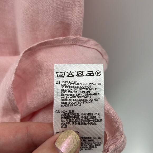 Reiss Men's Holiday Slim Fit Linen SS Button Shirt - Pink - Large - Picture 5 of 6